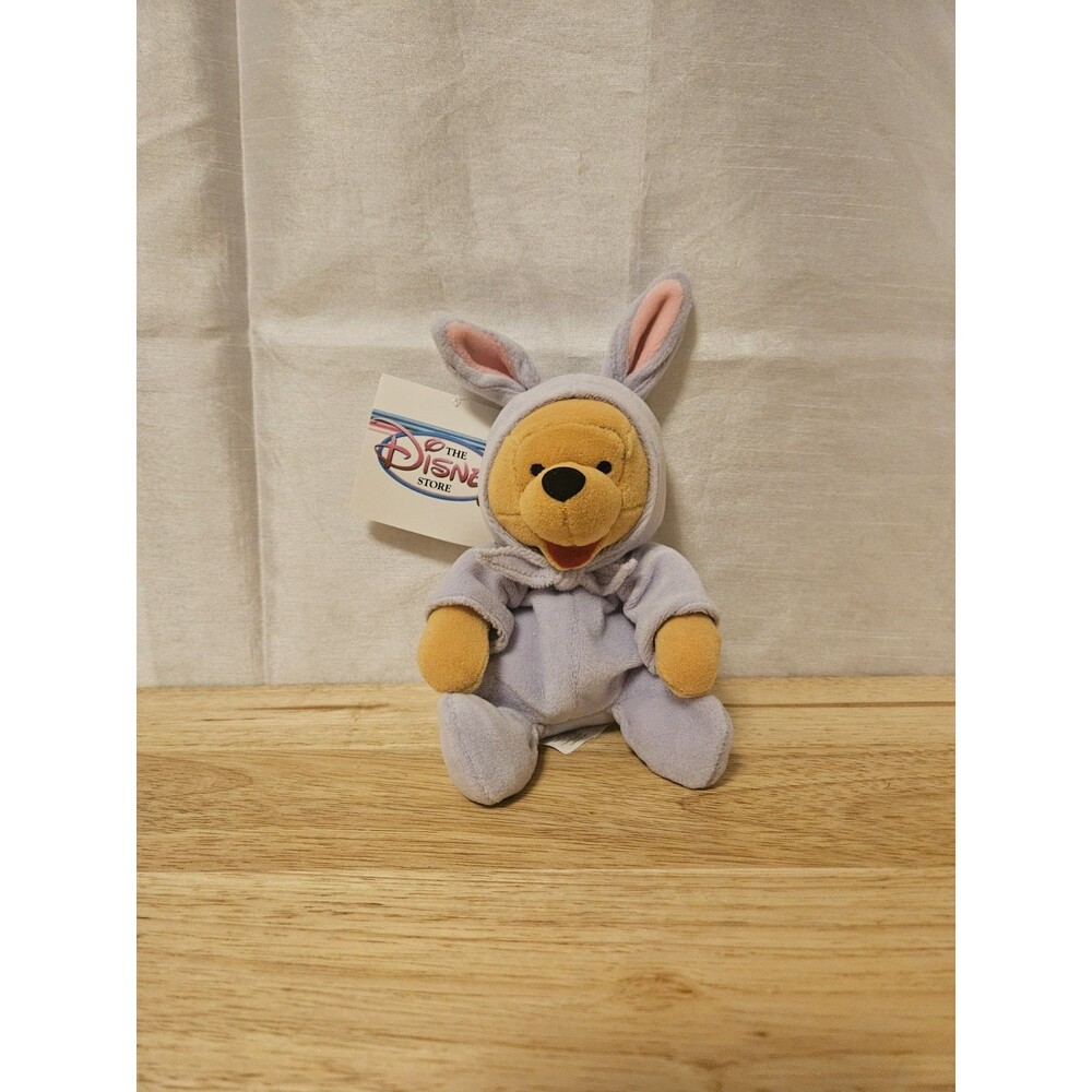 VTG Disney Store Winnie The Pooh PURPLE EASTER BUNNY POOH Mini Bean Bag 8" Plush